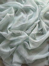 Smoked Blue Mukaish Floral Jaal Saree