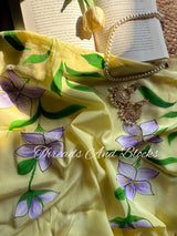 Lavender Sunshine Handpainted Saree