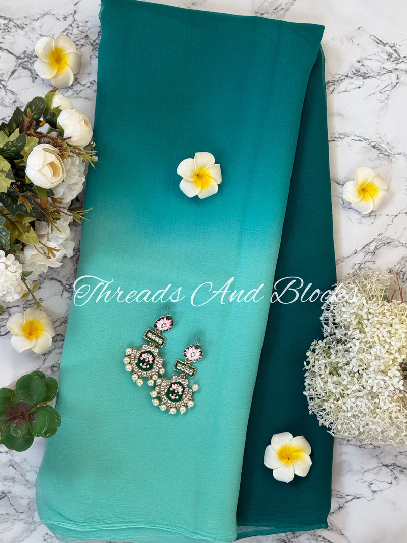 Teal Twilight Shaded Saree