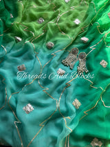 Shaded Blue Green Gota Jaal Saree