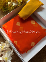 Kesar Peela Bandhani Chiffon Saree