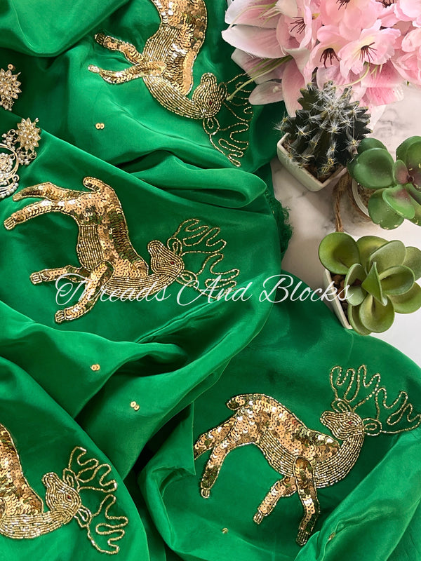 Dazzling Deer Crepe Saree