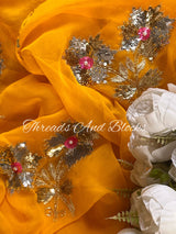 Mango Yellow Sunflower Bunch Saree