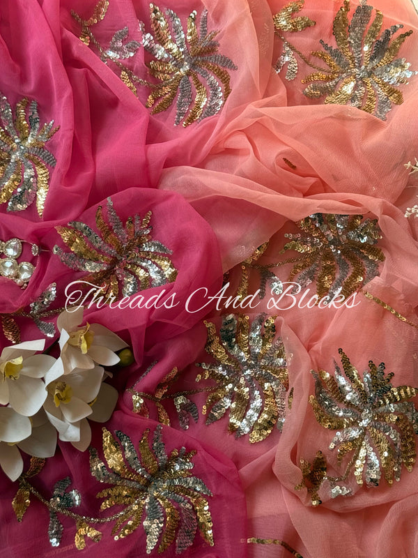 Starlit Blossom Chiffon Saree