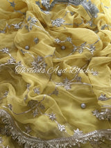 Yellow Chaandni Gota Saree