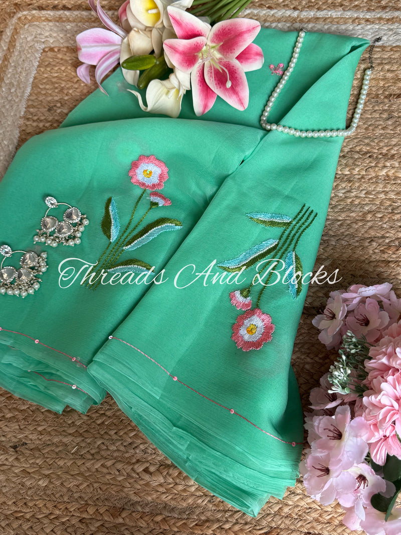 Blushing Dahlia Chiffon Saree