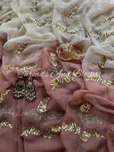 Ombré Nude Sequin Patti Chiffon Saree