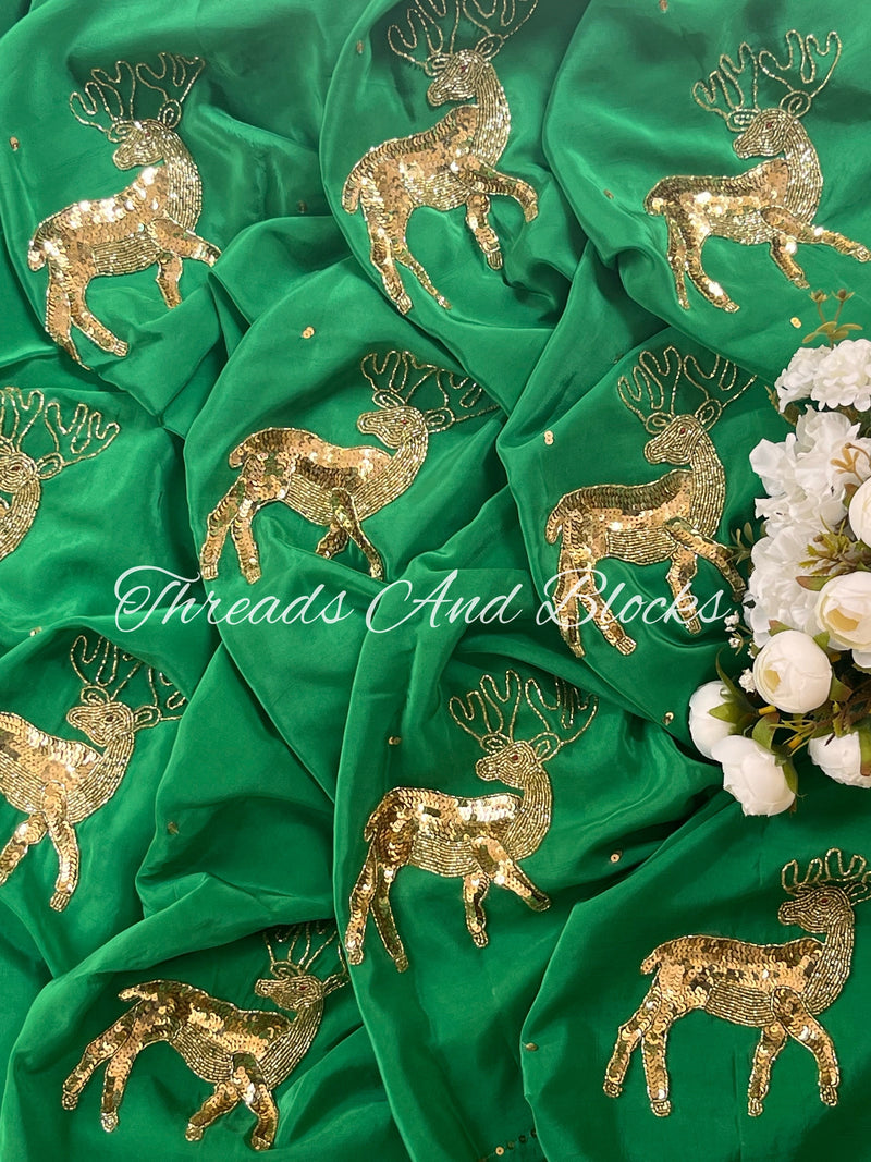 Dazzling Deer Crepe Saree