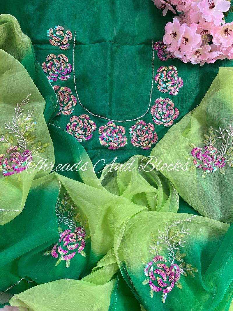 Rose Buta Saree with Heavy Blouse