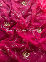 Shaded Pink Bud Jaal Chiffon Saree