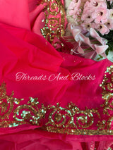 Sharbati Pink Sequin Border Saree