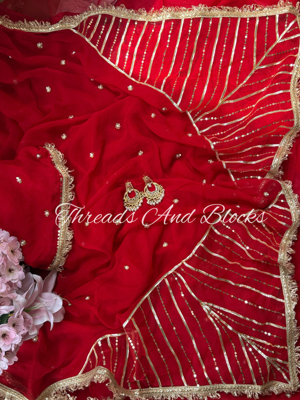 Sindoori Gota Sitara Saree