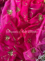 Berry Toned Gold Leaf Jaal Saree