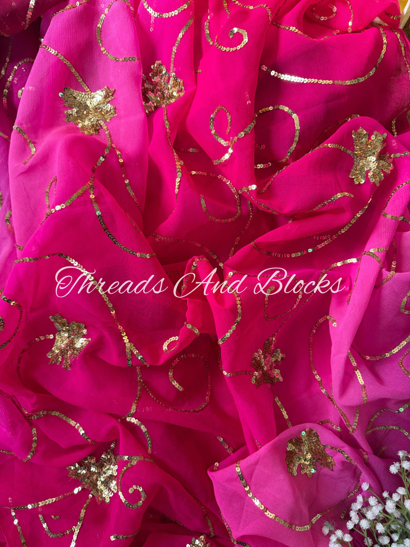 Berry Toned Gold Leaf Jaal Saree