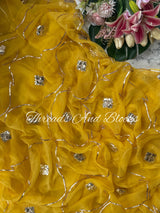 Lemon Yellow Gota Jaal Saree