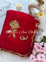 Rose Buta with Scalloped Border Saree