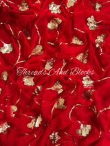 Teej Red Waterfall Sequin Jaal Saree