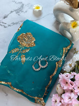 Rose Buta with Scalloped Border Saree