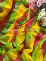 Hand Painted Multi Coloured Leheriya Saree