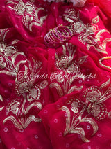 DARBAAR Bandhani pittan  Chiffon Saree