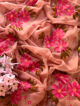 Nude Pink Poppy Cluster Saree