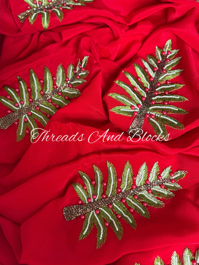 Frosted Fern Crepe Saree
