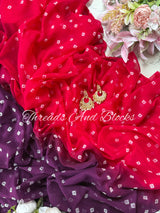 Magenta Purple Bandhani Saree
