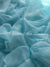 Sky Blue Mukaish Paisley Saree