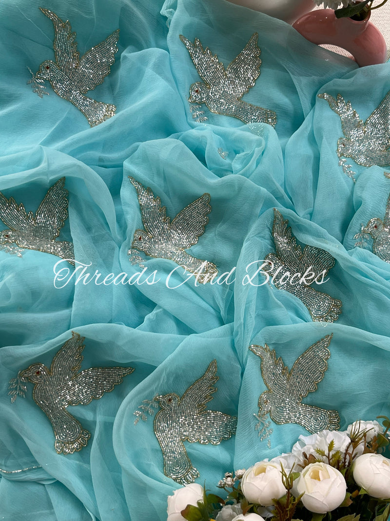 Glistening Hummingbird Saree