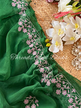 Bottle Green Cut Dana Border Saree