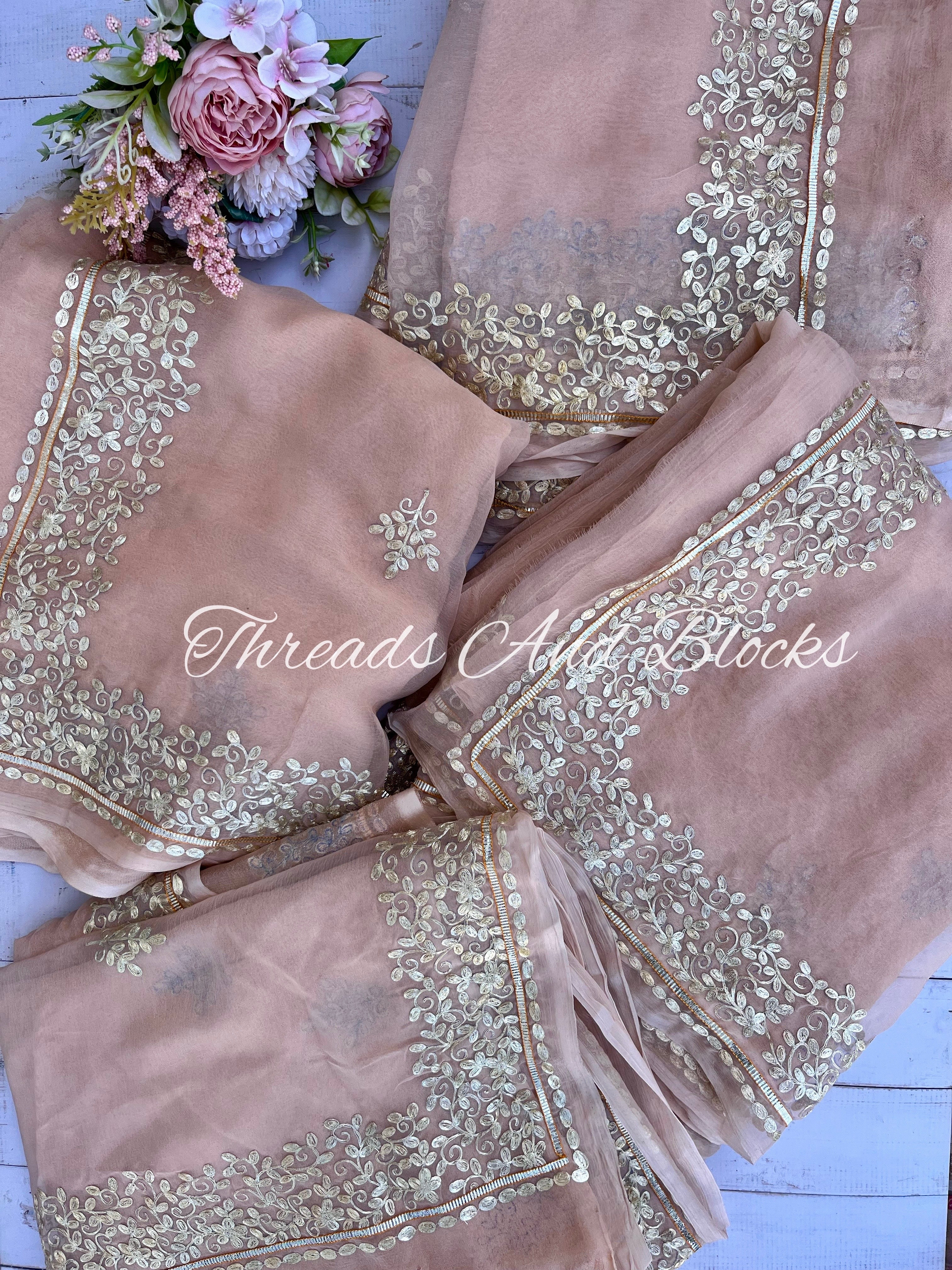 Nude-Gold Pittan Border Saree