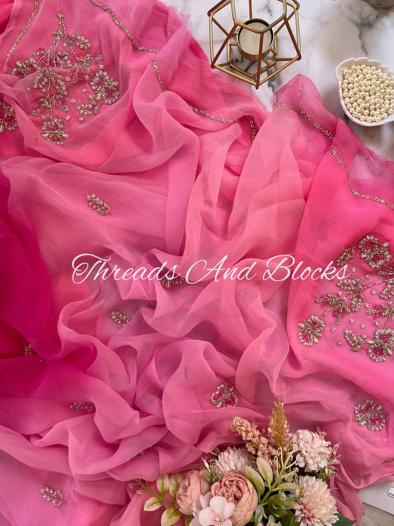 Shades of Pink Floral Buta Saree