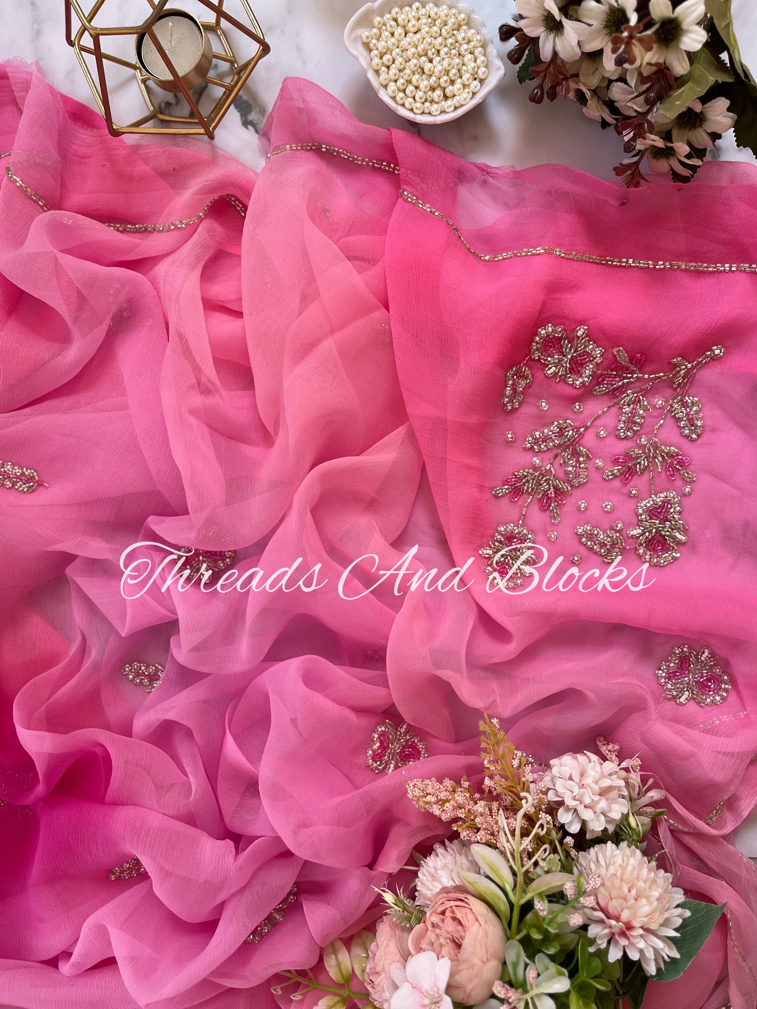 Shades of Pink Floral Buta Saree