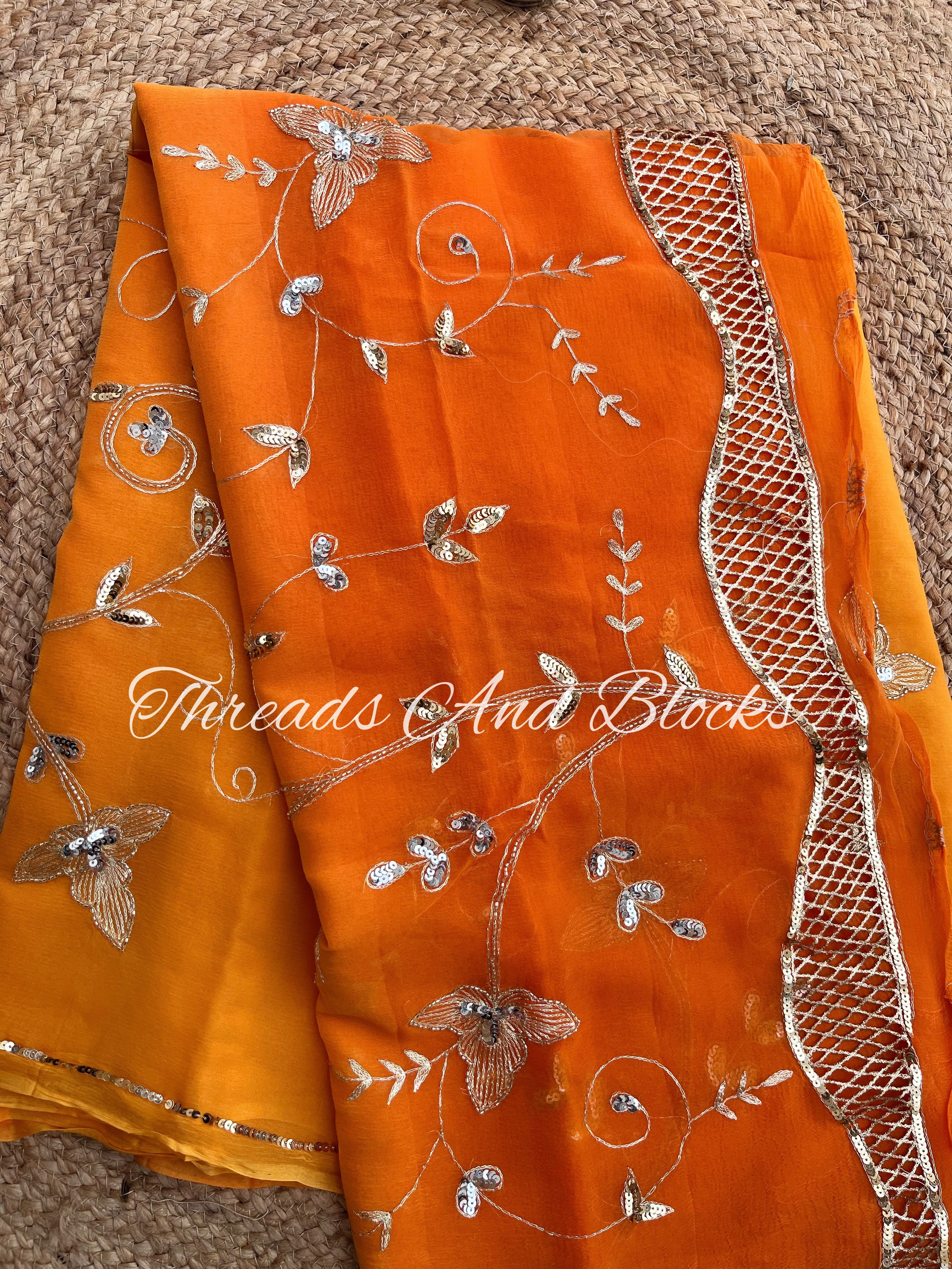 Sunset Dreams Cutwork Border Saree