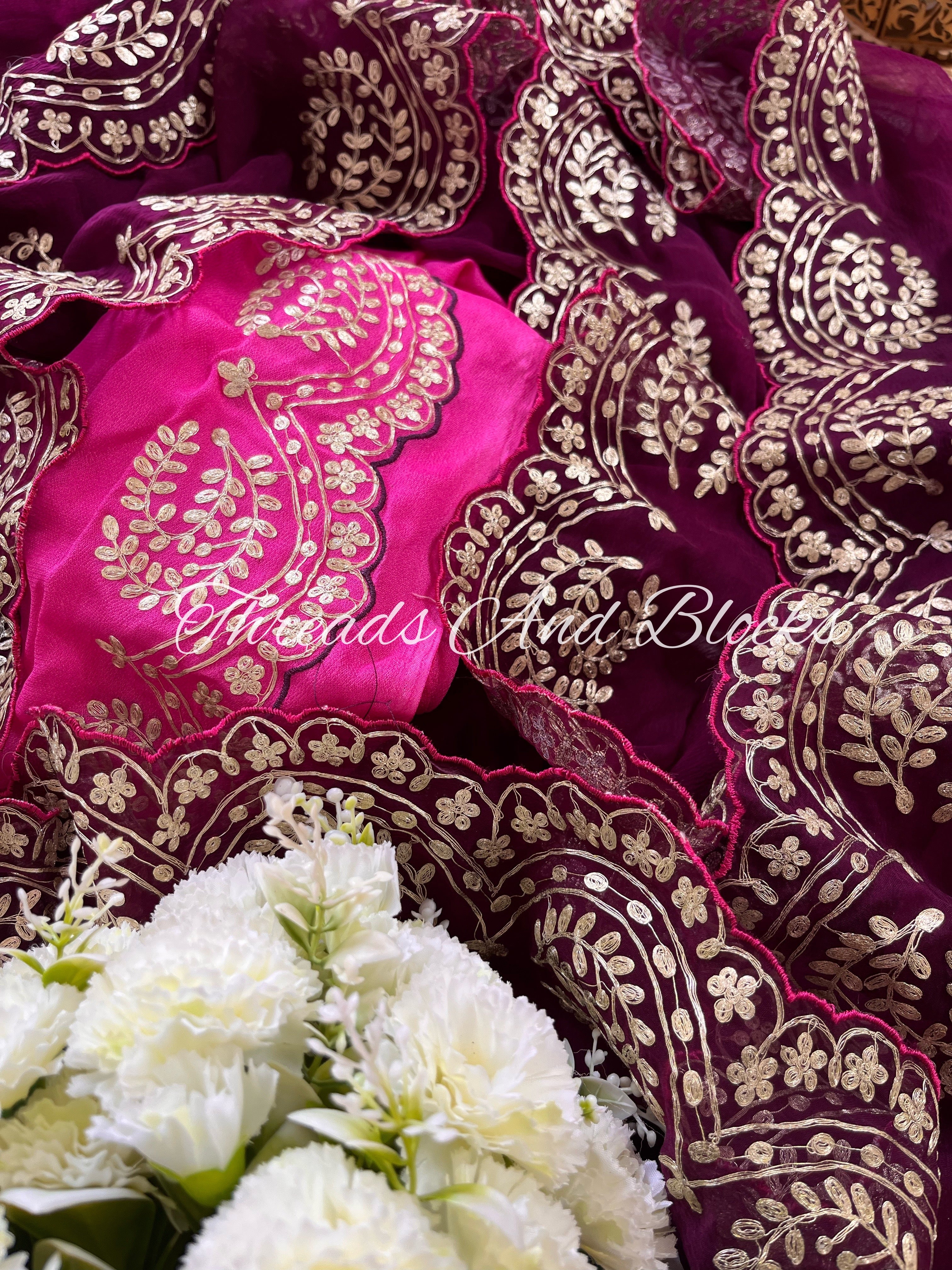 Plum Pittan Microscallop Saree