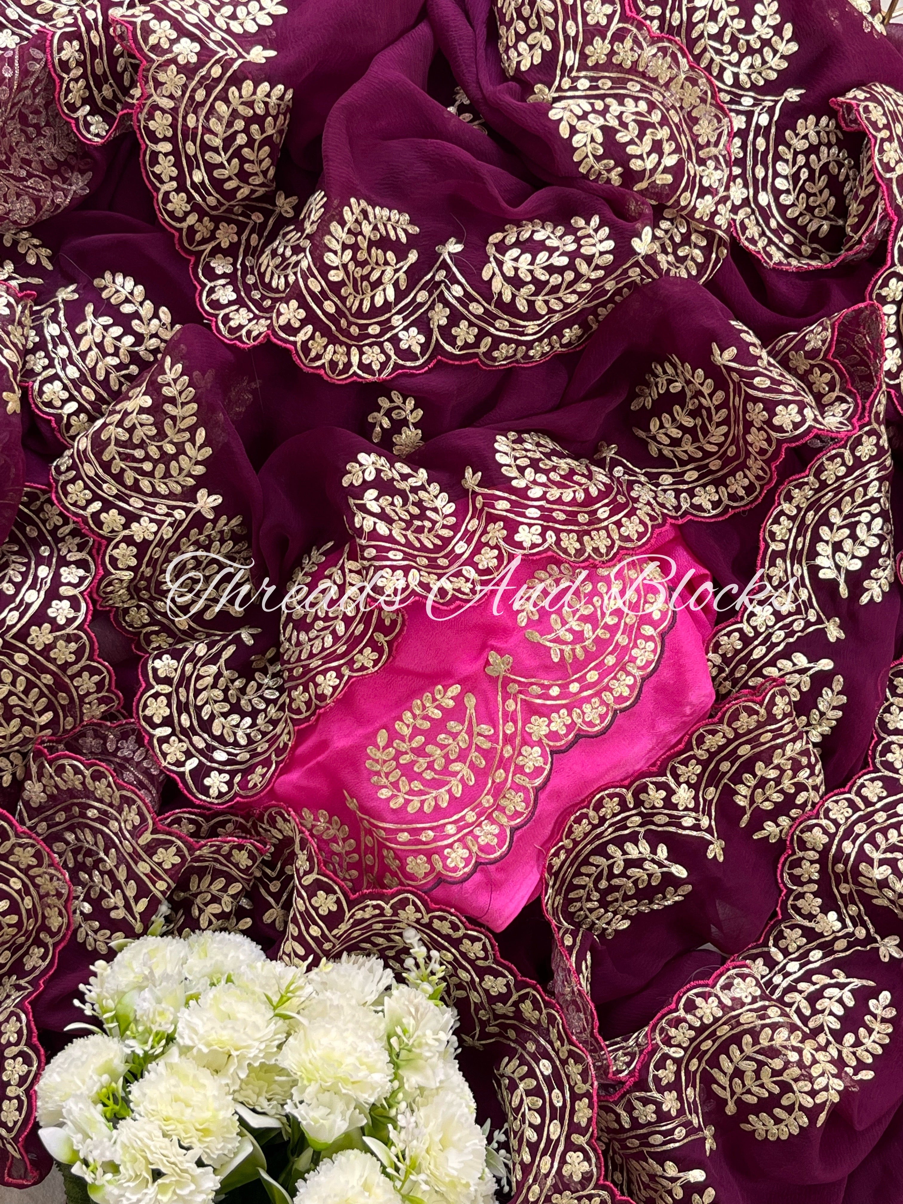 Plum Pittan Microscallop Saree