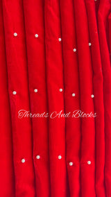 Red Pearls Velvet Shawl