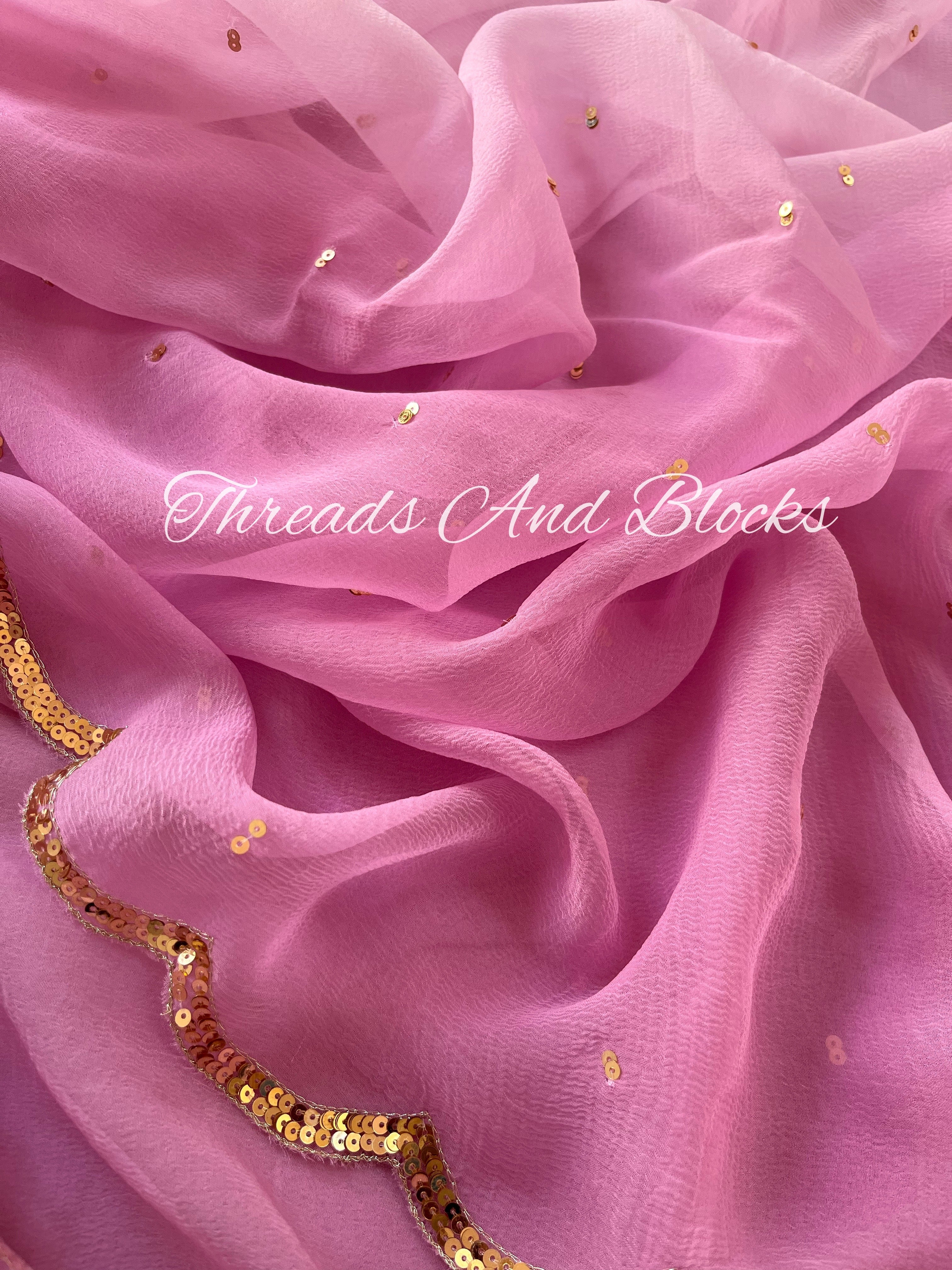 Ombré Lilac Scalloped Border Saree