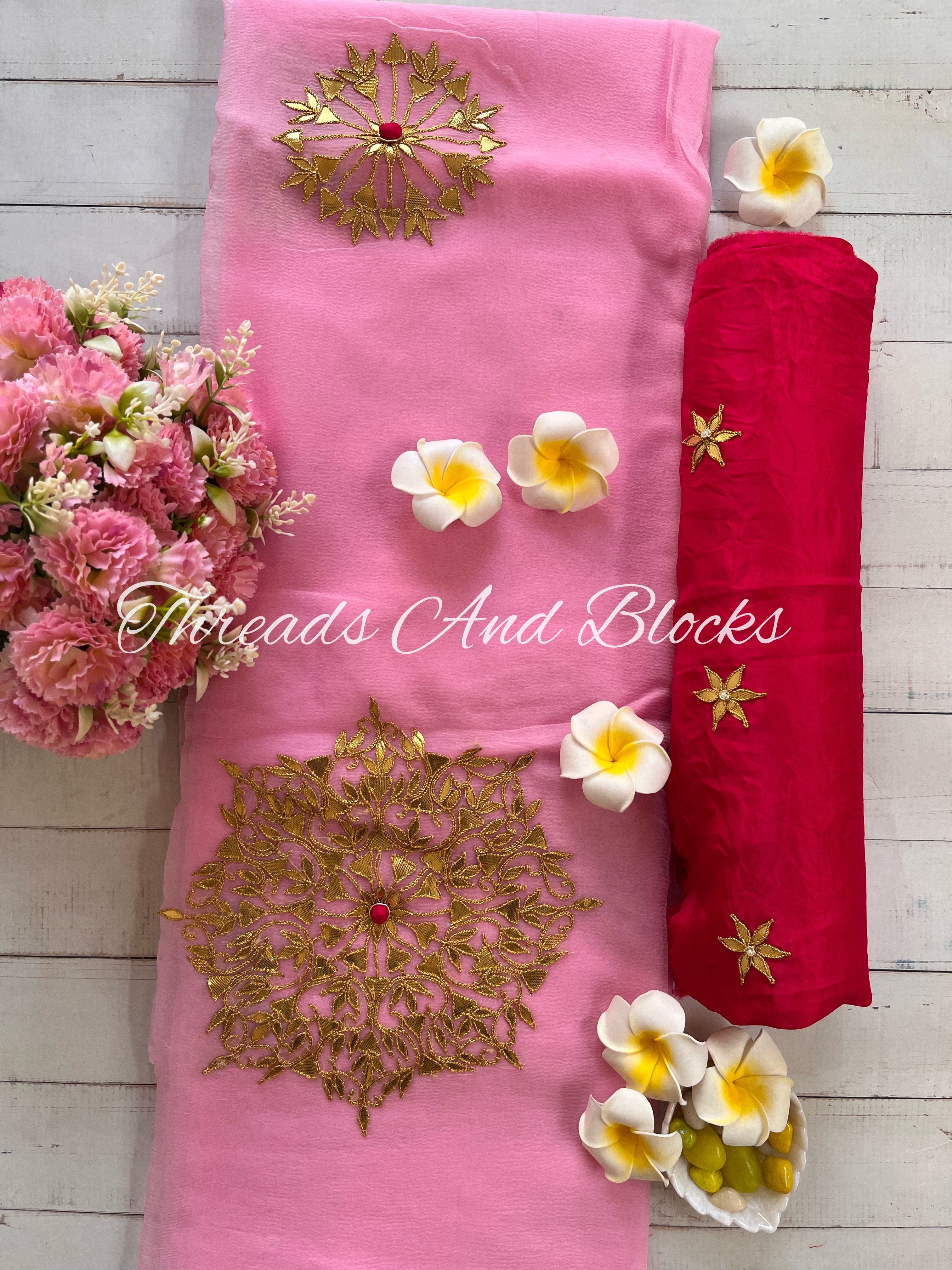 Noor Gotapatti Saree - Pink