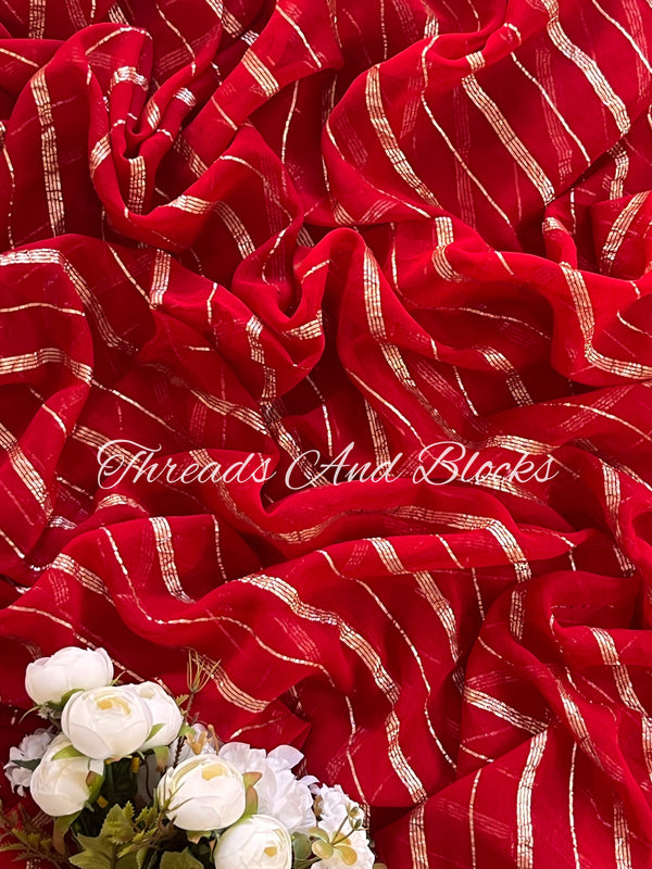 Georgette Red and Gold Saree