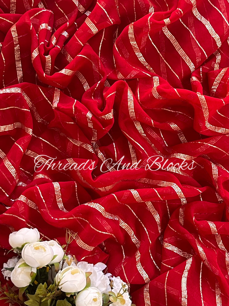 Georgette Red and Gold Saree