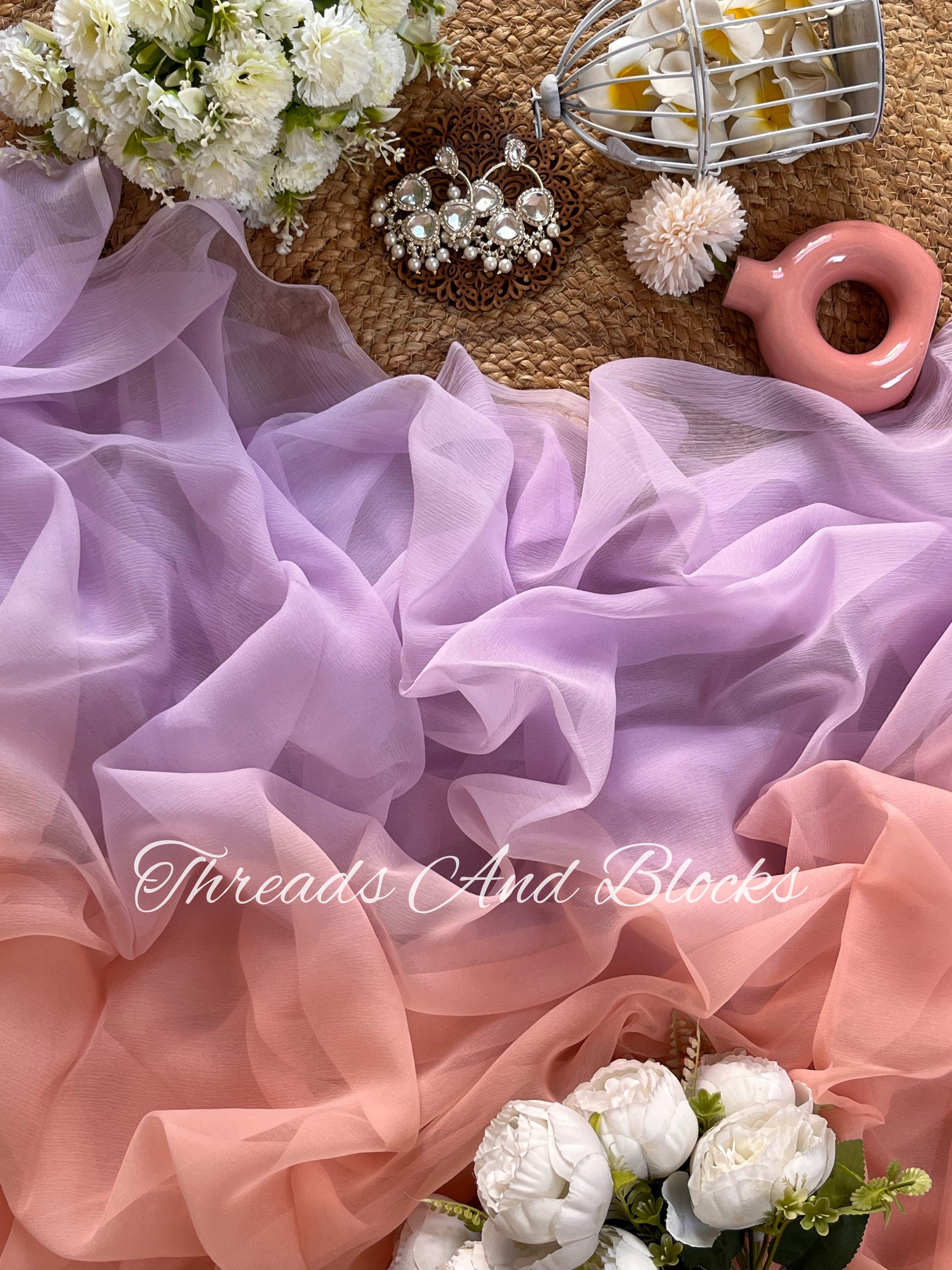 Lavender Peach Shaded Saree