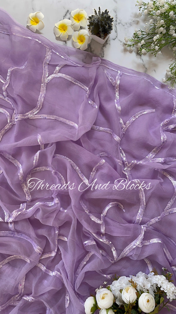 Lavender Cocktail Jaal Saree