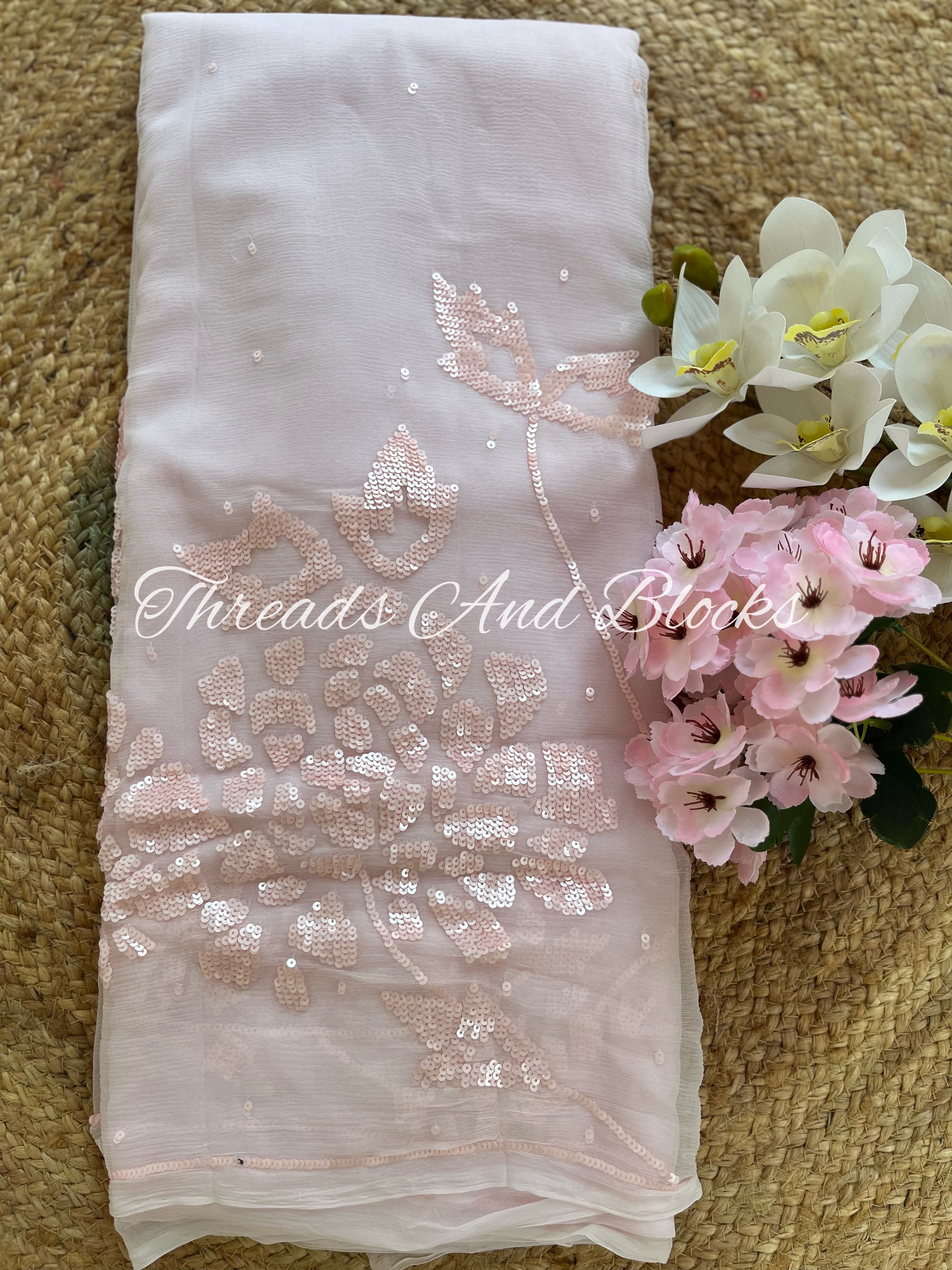 Powder Pink Gulmohar Saree