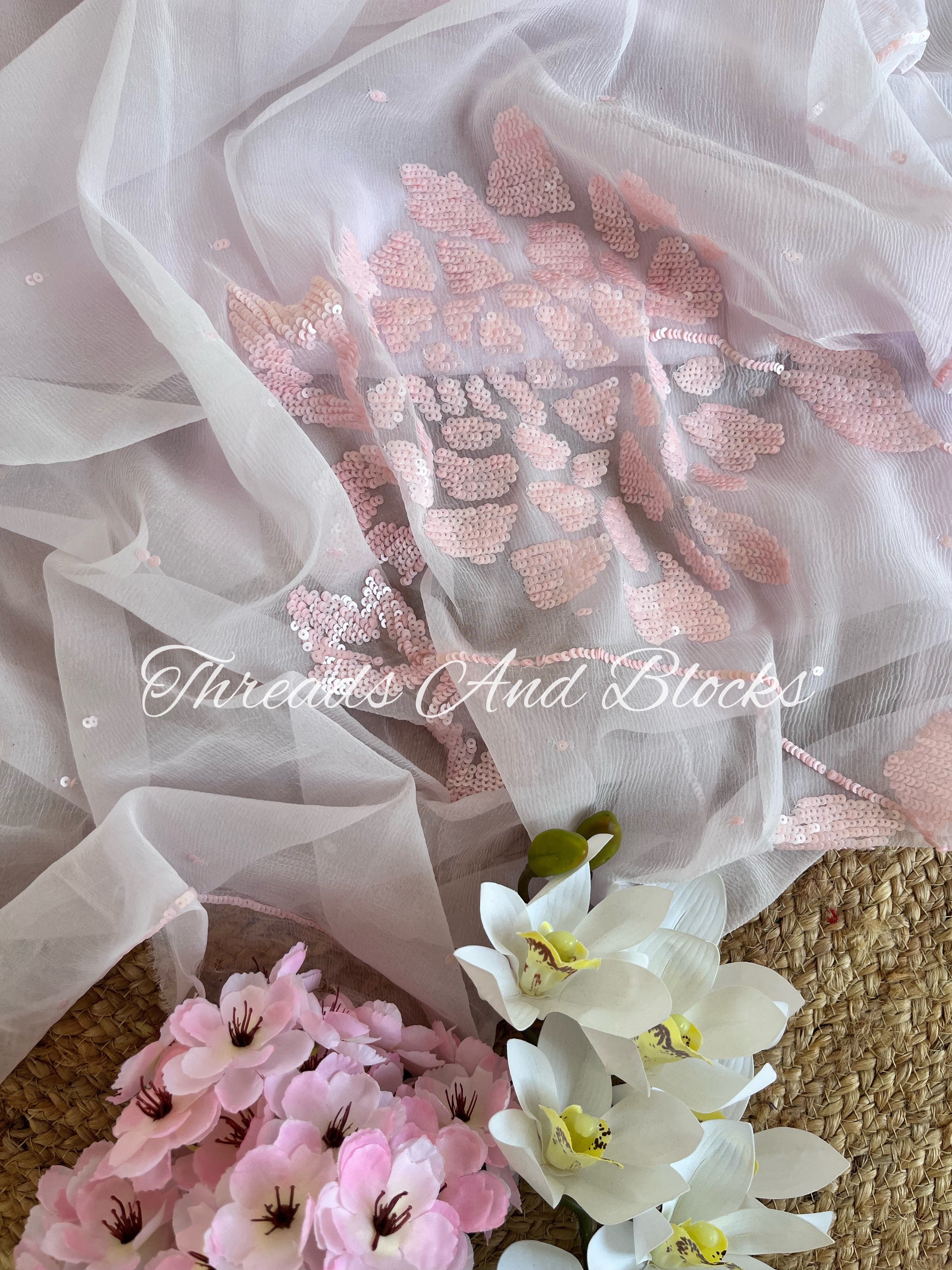 Powder Pink Gulmohar Saree