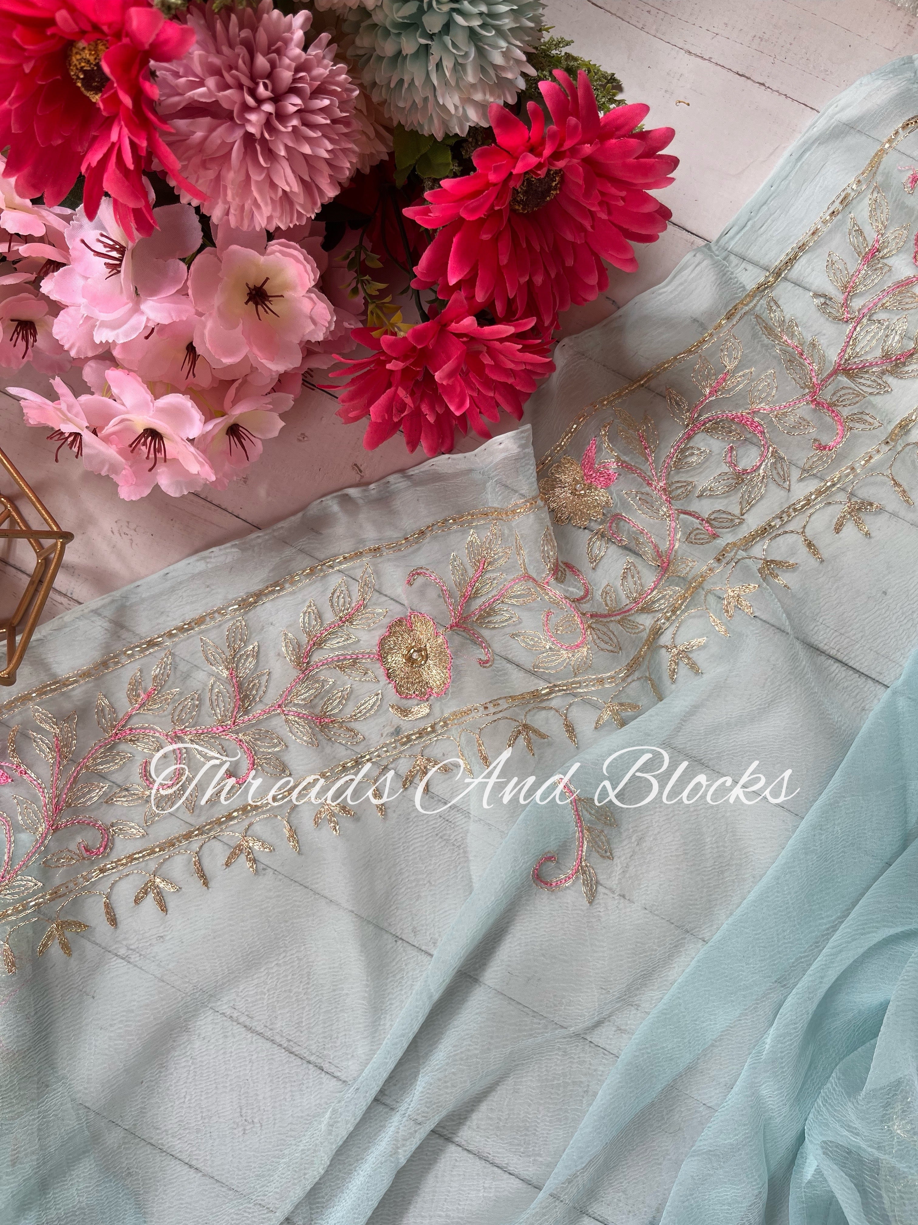 Rajputi Floral Kasab Border Saree