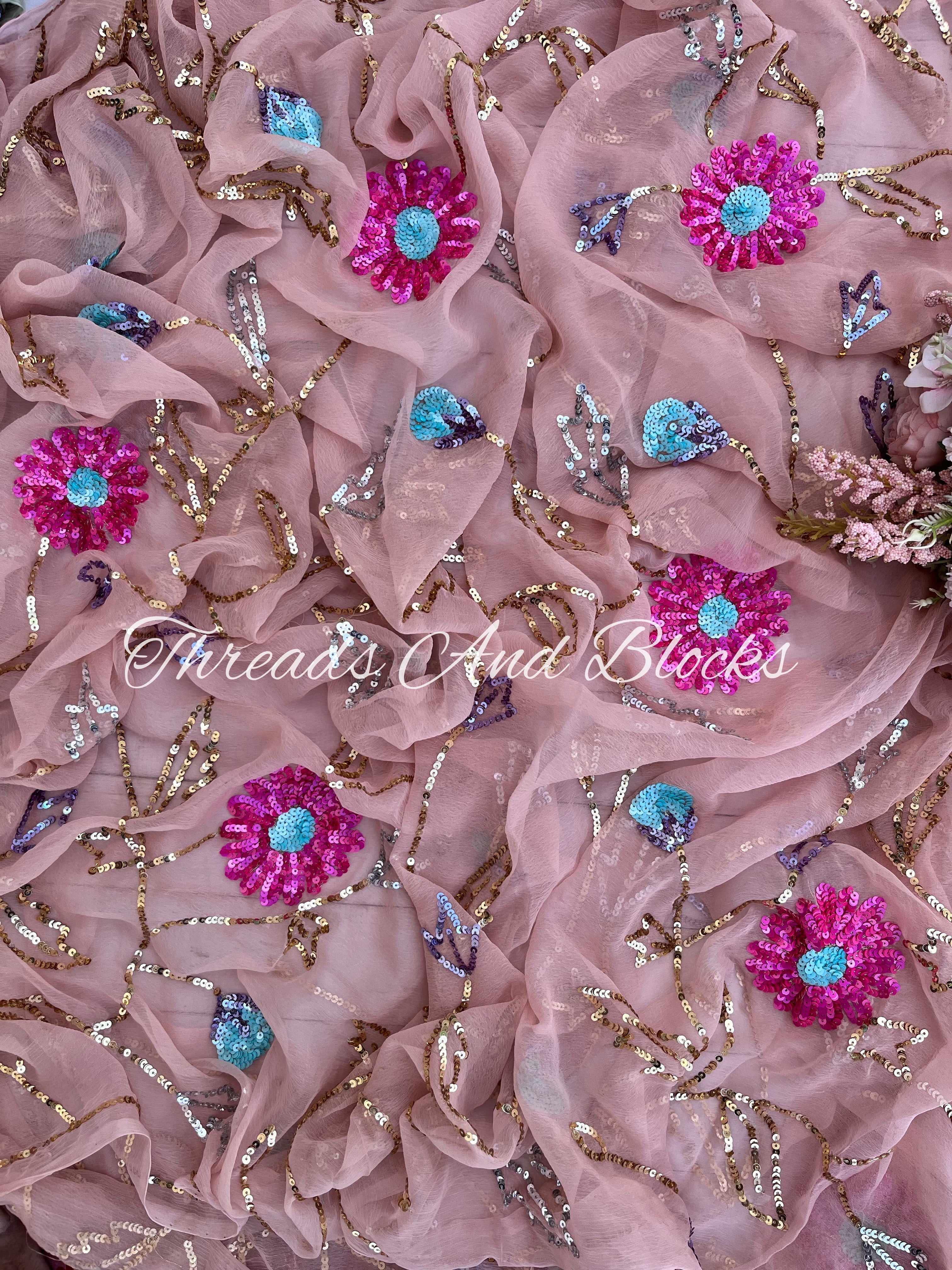 Nudey Pink Spring Garden Saree