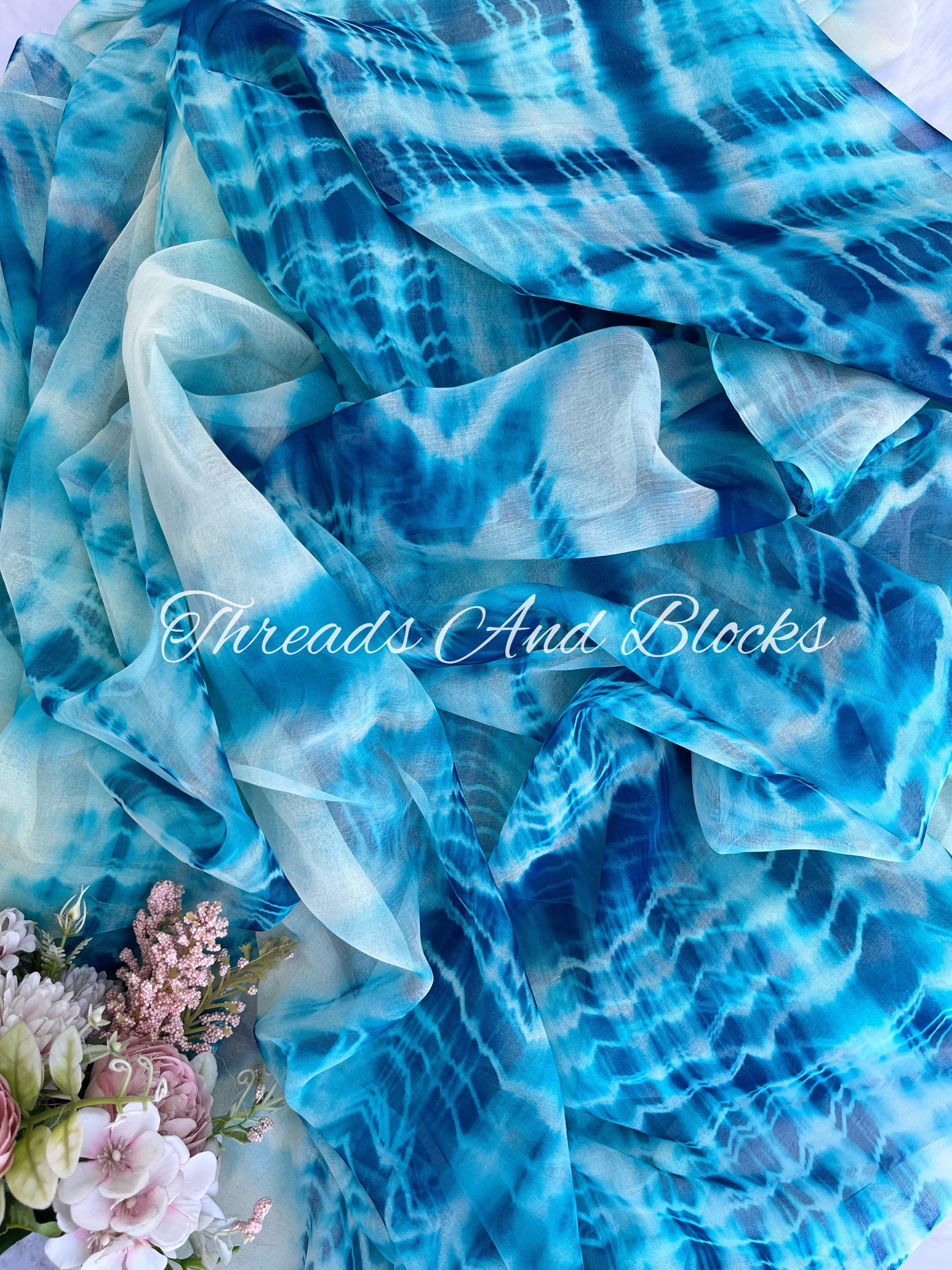 Summer Skies Shibori Saree