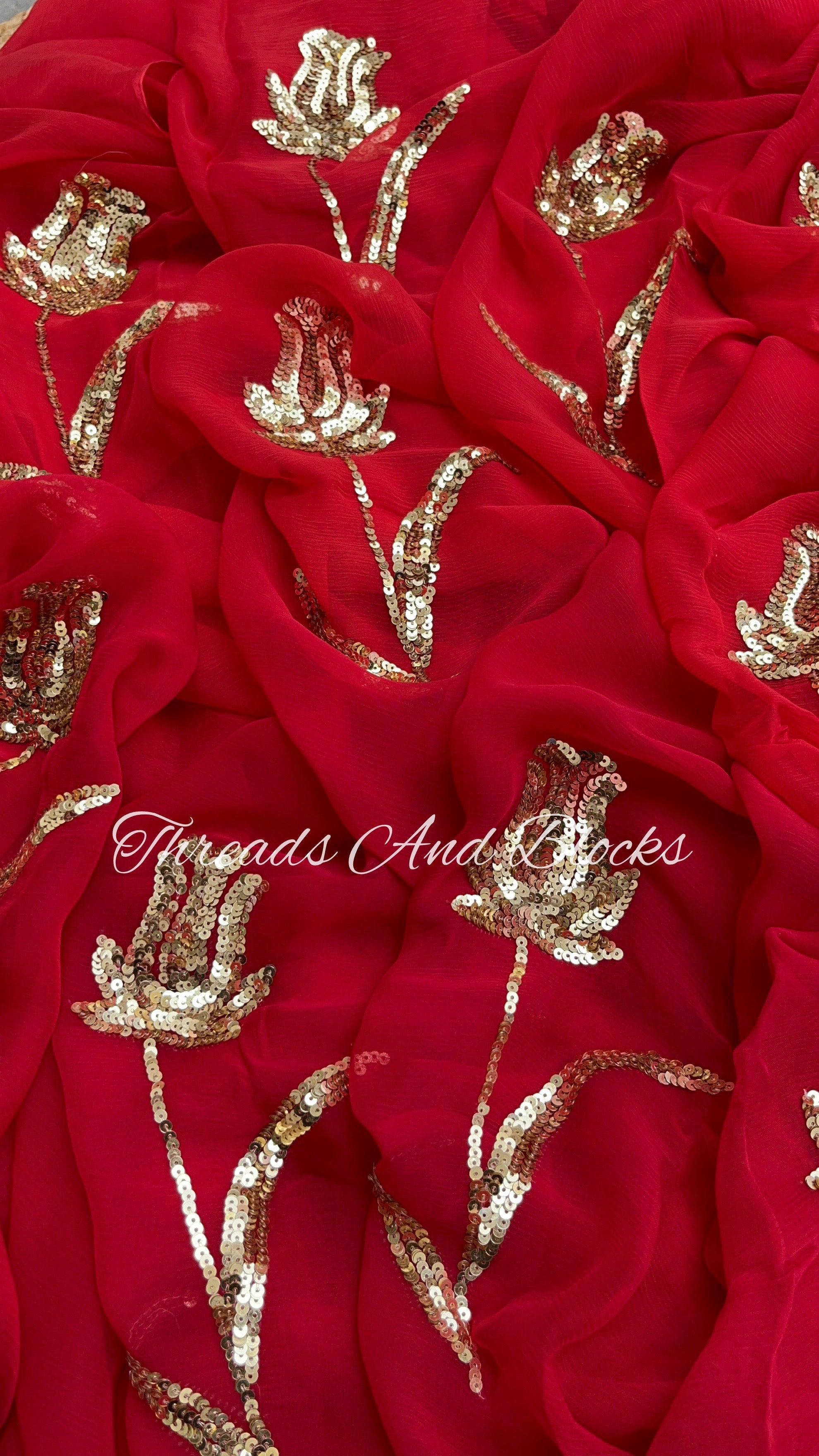 Red Holland Tulip Saree