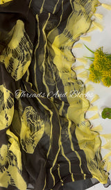 Black and Yellow Shibori Bandhani Saree